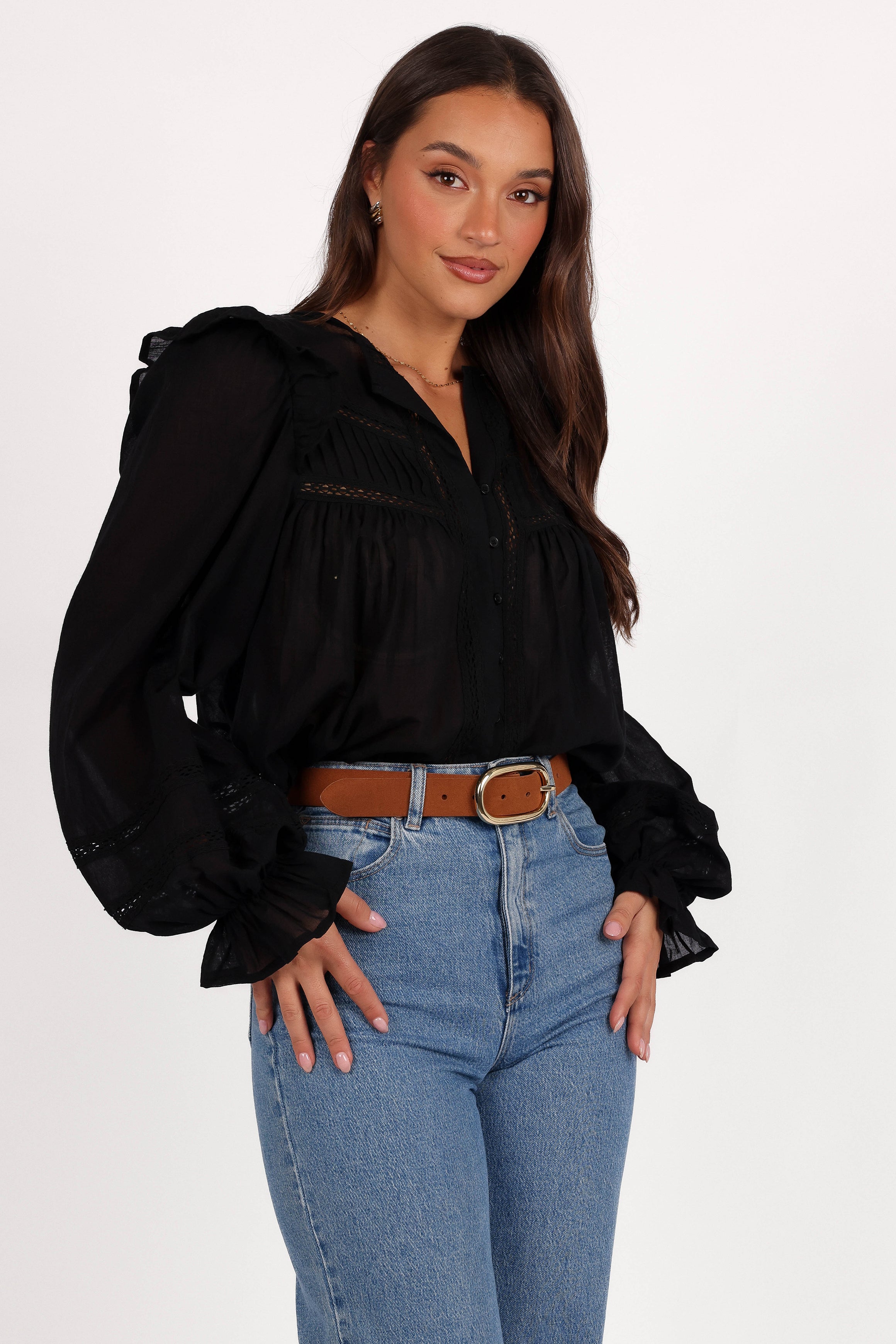 Emelia Top for Women - Elegant Black Blouse for Casual & Office Wear | Perfect for Work, Dates & Everyday Outfits