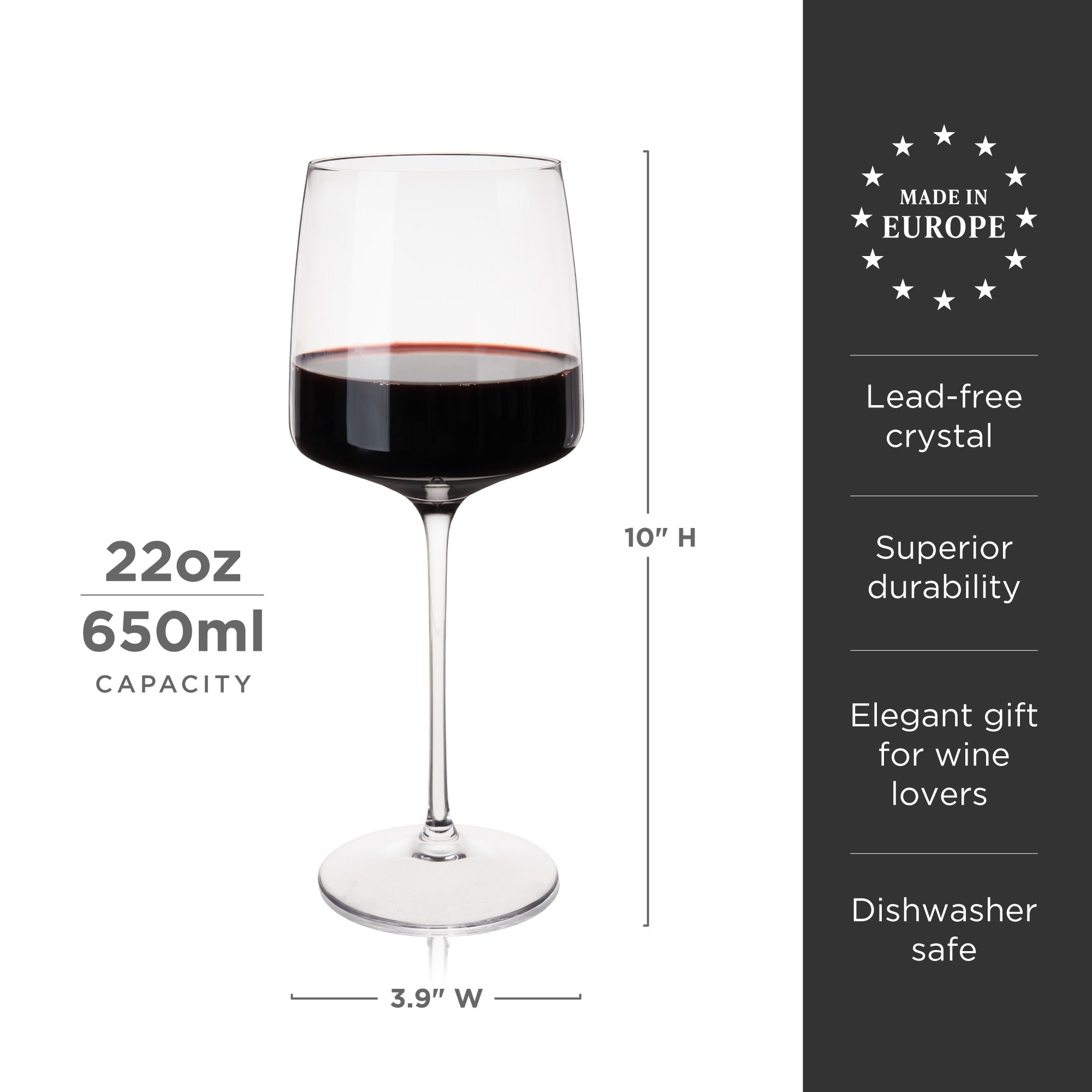 Premium Julien Crystal Bordeaux Wine Glasses Set of 4 - Elegant Stemware for Red Wine Tasting, Dinner Parties & Special Occasions