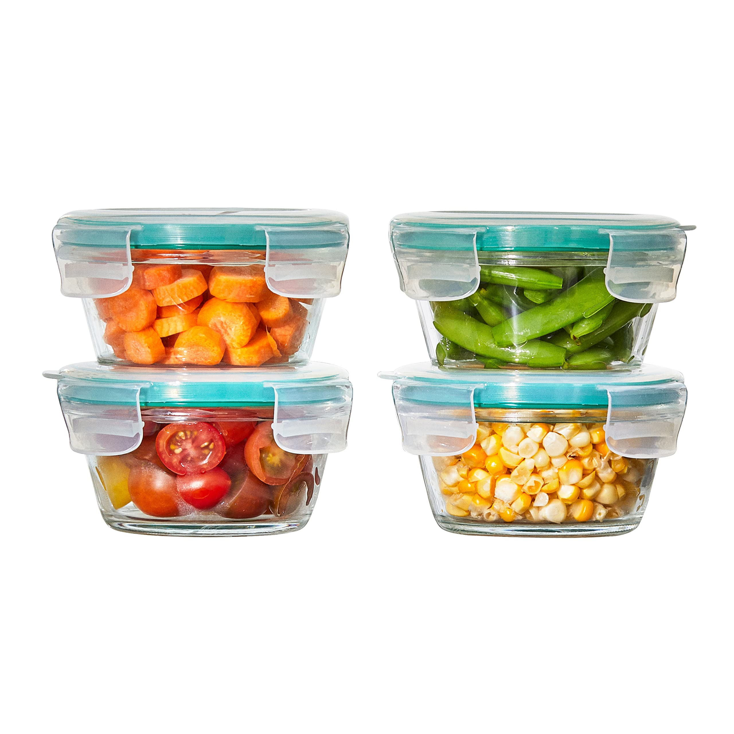 OXO Good Grips 8-Piece Glass Food Storage Containers Set with Smart Seal Lids - Airtight Meal Prep, Leftovers & Pantry Organization for Kitchen, Office & Dorm