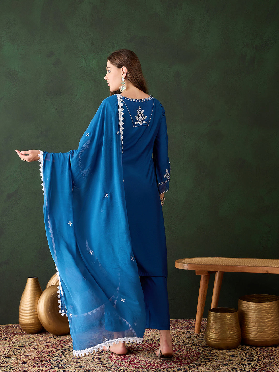Stylish Blue Designer Ready-Made Pant Suit with Elegant Embroidery - Perfect for Weddings, Parties & Formal Events