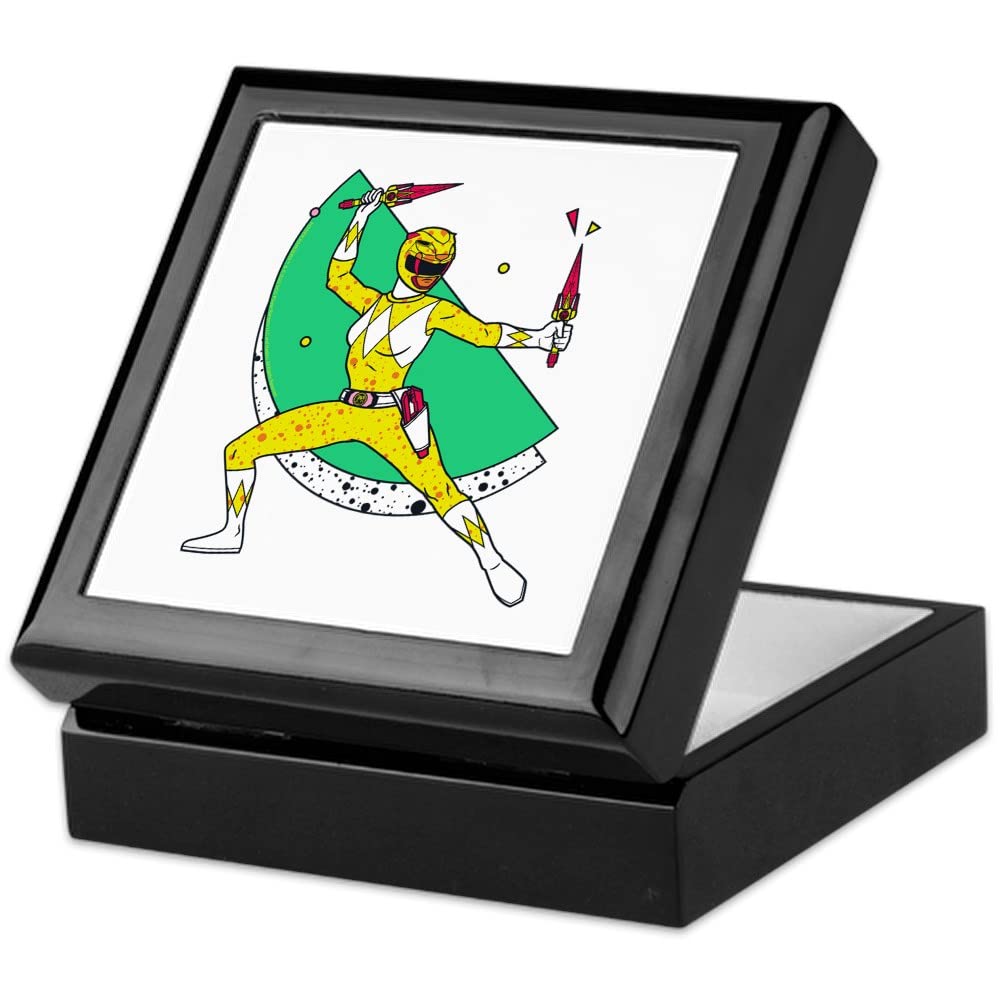 Power Rangers Yellow Ranger with Dagger Keepsake Box - Handcrafted Hardwood Jewelry Box with Velvet Lining - Perfect for Collectibles, Jewelry & Memorabilia Storage | Great Gift for Fans & Collectors
