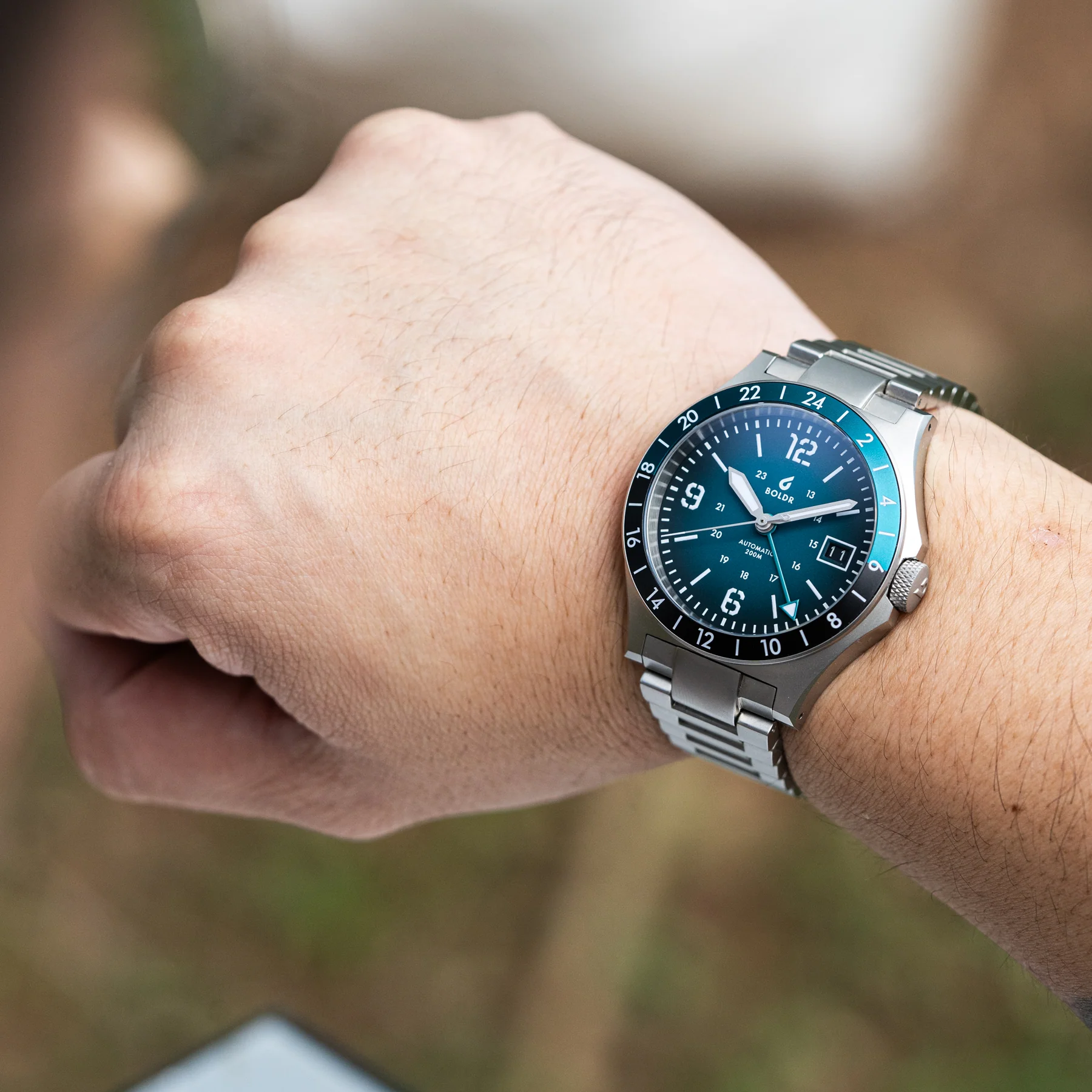 BOLDR Safari GMT Banff Automatic Watch - Stainless Steel GMT Diver for Men - Perfect for Travel, Adventure & Outdoor Activities