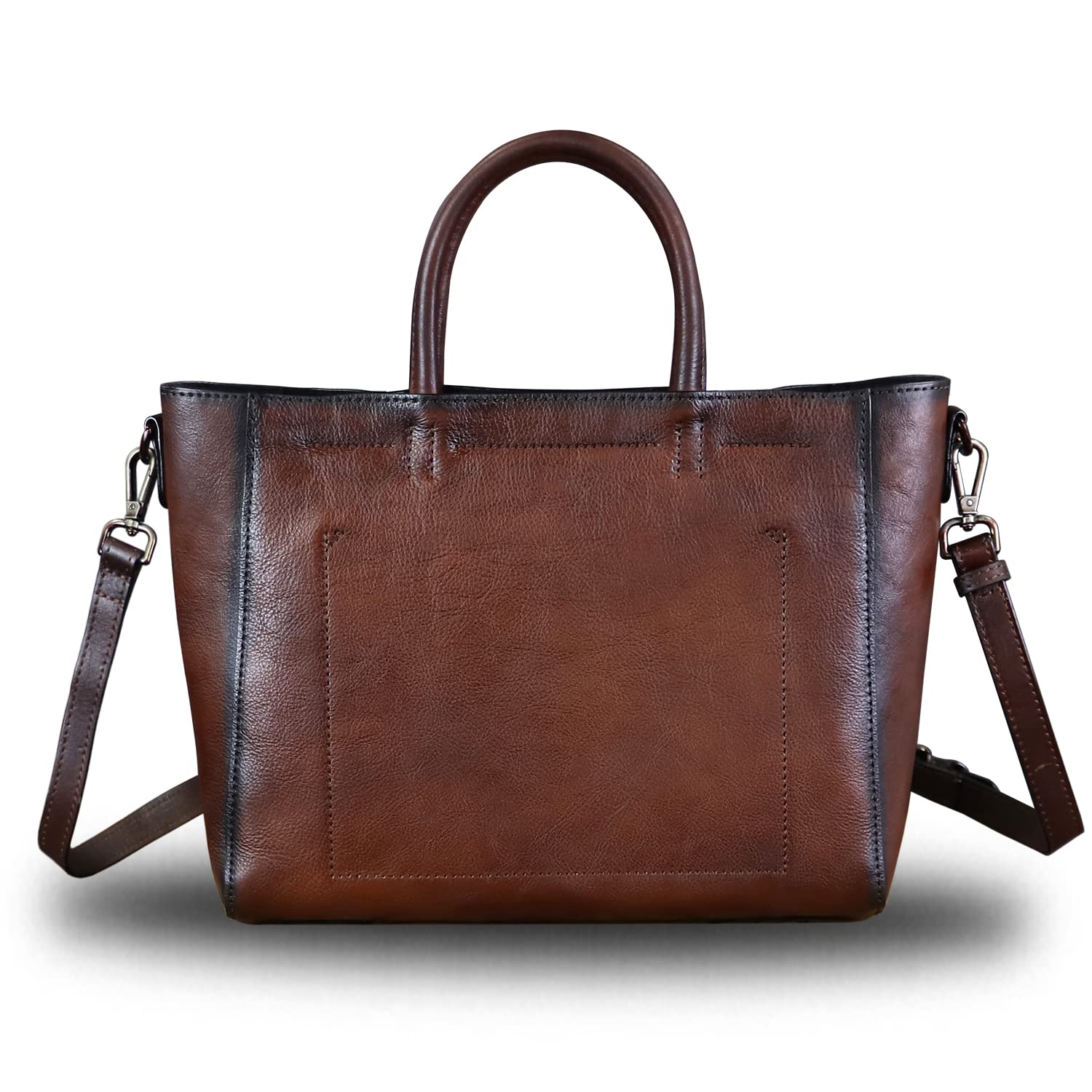 **Genuine Leather Top Handle Handbag for Women - Vintage Retro Satchel Cowhide Crossbody Purse Hobo Bag - Perfect for Work, Travel & Everyday Use**