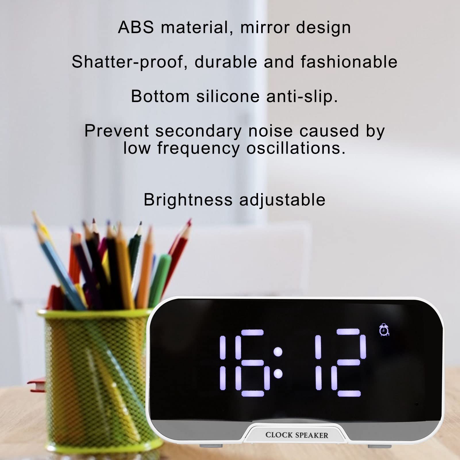 Wireless Bluetooth Alarm Clock with LED Display - Digital Clock with Temperature, Calendar & Adjustable Brightness for Bedroom, Office, Travel - Perfect for Home, Dorm, Nightstand & Desk Use (White)
