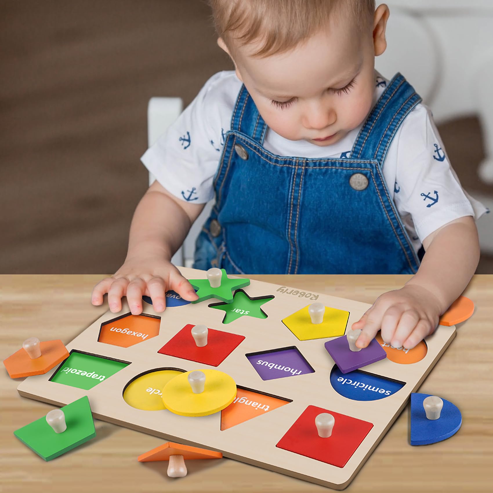 Montessori Wooden Puzzles for Toddlers 1-3 - Geometric Peg Puzzle for Preschool Learning | Birthday Gifts & Educational Toys for Kids