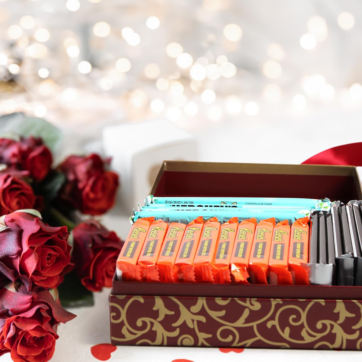 Premium Mother's Day Chocolate Gift Box - 30 Count Assortment with HERSHEY'S Milk Chocolate Bars, REESE'S Peanut Butter Cups & Sugar Cookies | Perfect Candy Collection for Mom's Birthday, Anniversary & Holiday Gifting | Thoughtful Present for Valentine's Day, Christmas & Special Occasions
