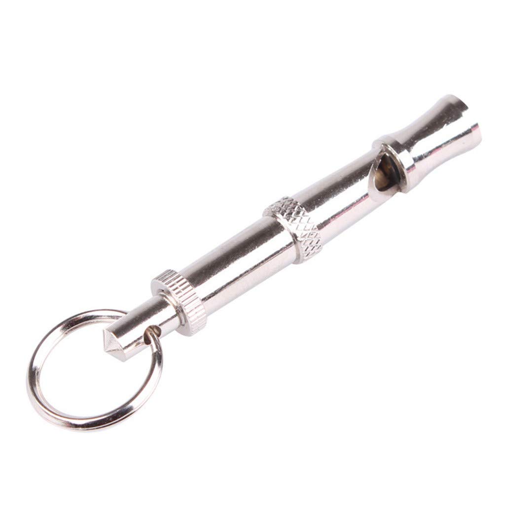 Professional Adjustable Dog Training Whistle - Silver Metal Keychain with Plastic Cover for Obedience & Behavior Training | Perfect for Outdoor, Hunting & Pet Commands