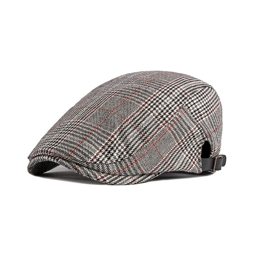WITHMOONS Adjustable Cotton Tweed Newsboy Cap - Vintage Ivy Flat Hat for Men, Irish Cabbie Style Gatsby Golf Hat YZ30108 - Perfect for Golf, Outdoor Activities & Casual Wear