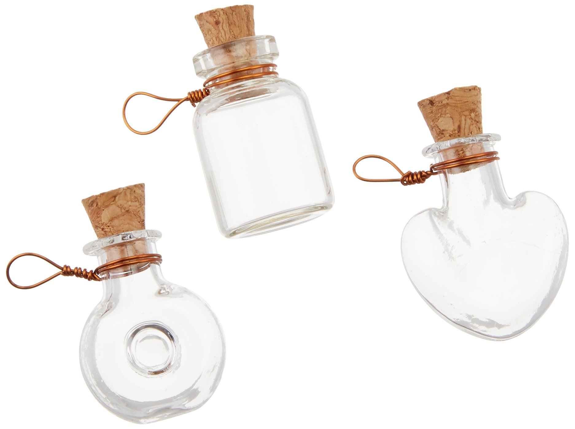 Steampunk Glass Bottles with Vintage Accents (3 Pack) - Clear Glass Decorative Bottles for Home Decor, Bar, Party & DIY Crafts