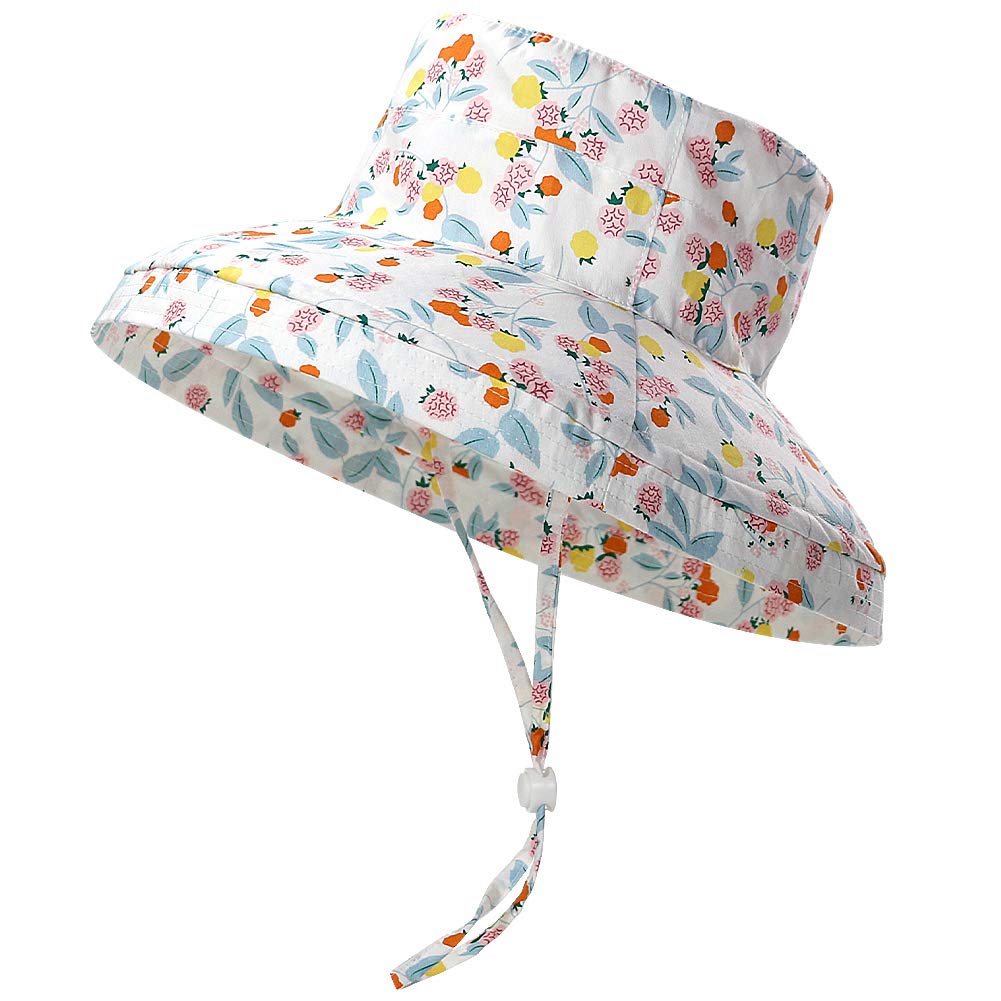 ORVINNER UPF 50+ Baby Sun Hat for Boys & Girls - Cotton Wide Brim Bucket Hat for Toddlers - UV Protection Summer Beach Hat for Outdoor Play, Park, and Pool Activities