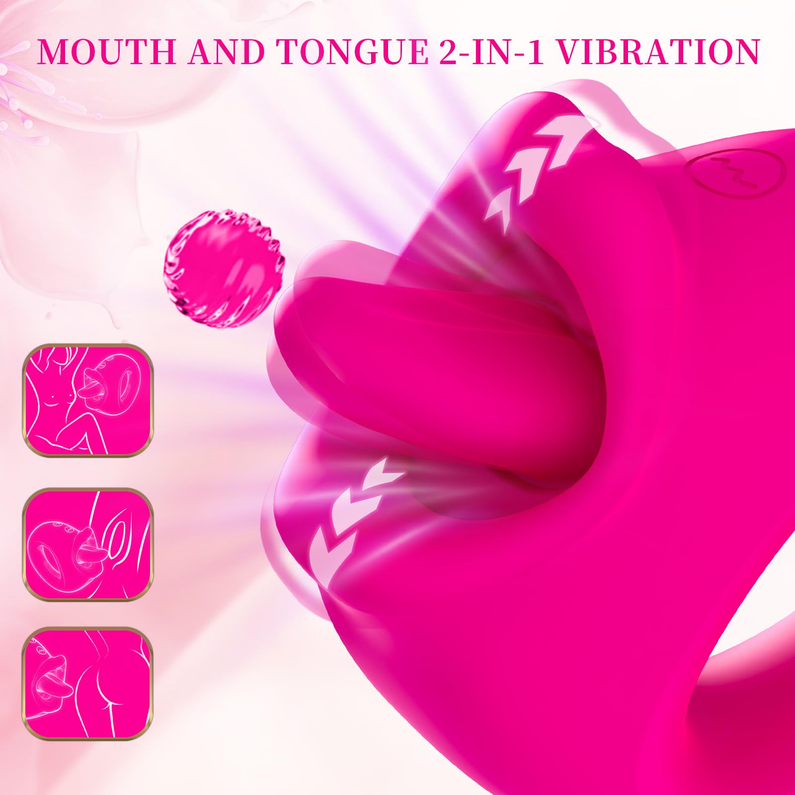Premium Rose Clitoral Stimulator for Women - 10 Vibration Modes & 2-in-1 Tongue Licking Function | Adult Sex Toy for Couples & Solo Play | Discreet Gift for Her | Bedroom Accessories & Romantic Nights (Rose Red)