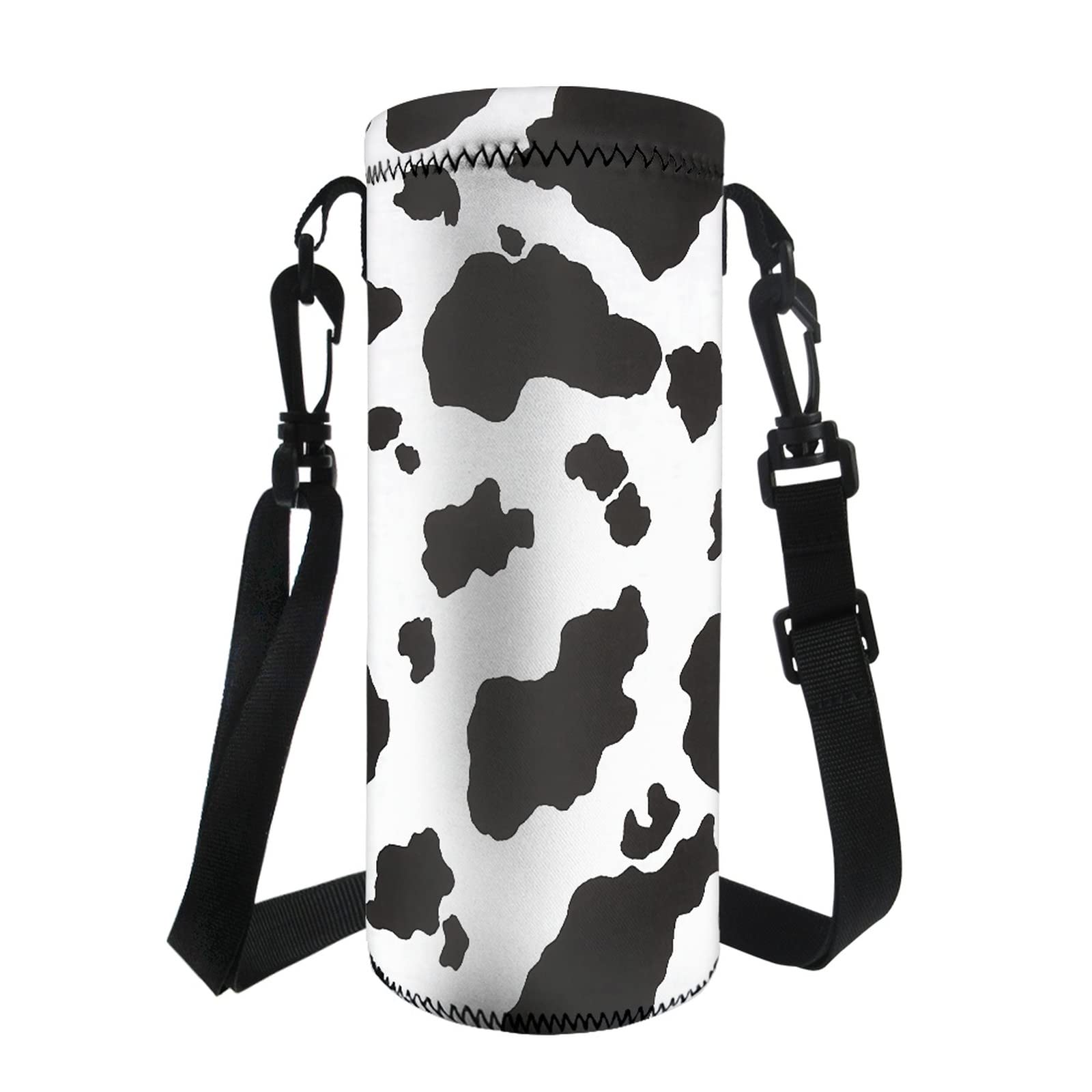 Yzaoxia Adjustable Shoulder Strap Water Bottle Carrier - Cow Print Insulated Bottle Sleeve for Gym, Hiking, Camping & Travel | Lightweight Compact Design for Sports & Outdoor Activities