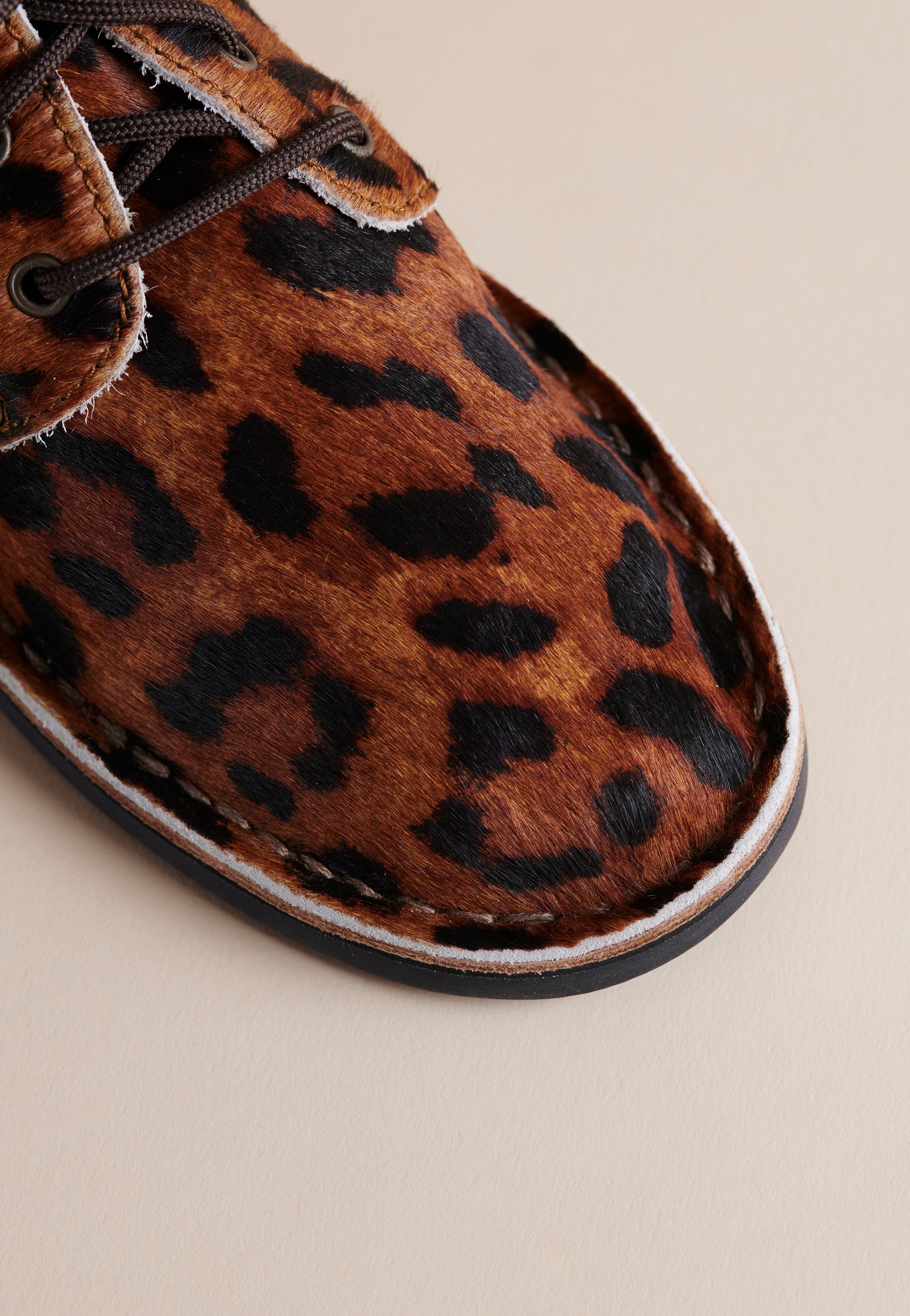 Erongo Vellies Leopard Print Shoes - Genuine Leather Handmade African Desert Boots for Men & Women - Perfect for Safari, Travel and Casual Wear