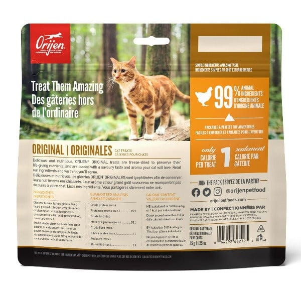 Orijen Original Freeze-Dried Cat Treats - Grain-Free, High-Protein Cat Snacks for Training & Rewards - Perfect for Indoor Cats & Senior Felines