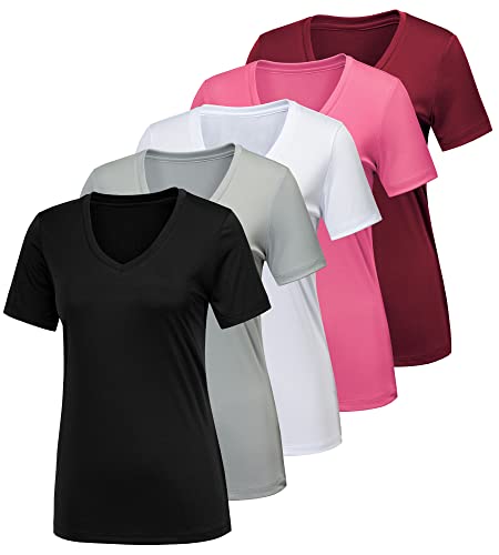 5 Pack Black, White, Light Grey, Pink, Dark Red