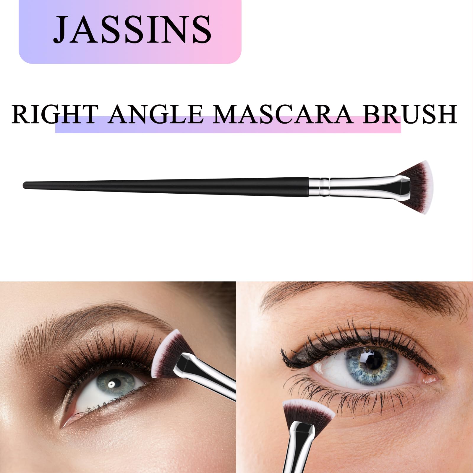 JASSINS 3PCS Professional Mascara Brush Set - Folding Angle Scalloped Lash Brush & Eyelash Comb for Natural Lifted Eyebrows, Clump-Free Eye Makeup Tools | Perfect for Daily Makeup, Salon Use & Travel Beauty Essentials