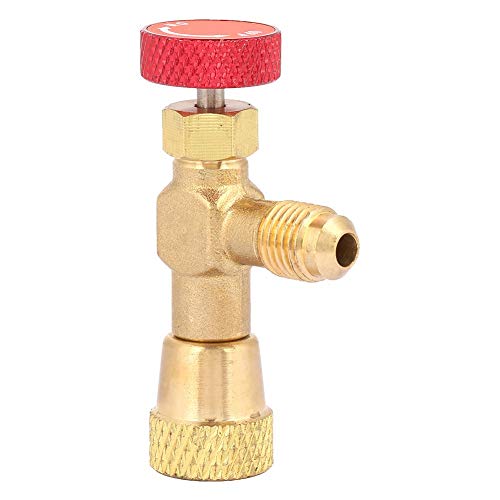 1/4''-5/16'' Brass R410A Refrigerant Flow Control Valve - HVAC Charging Hose Tool with Reseating Function for AC Repair & Maintenance | Perfect for Professional Technicians & DIY Home Use