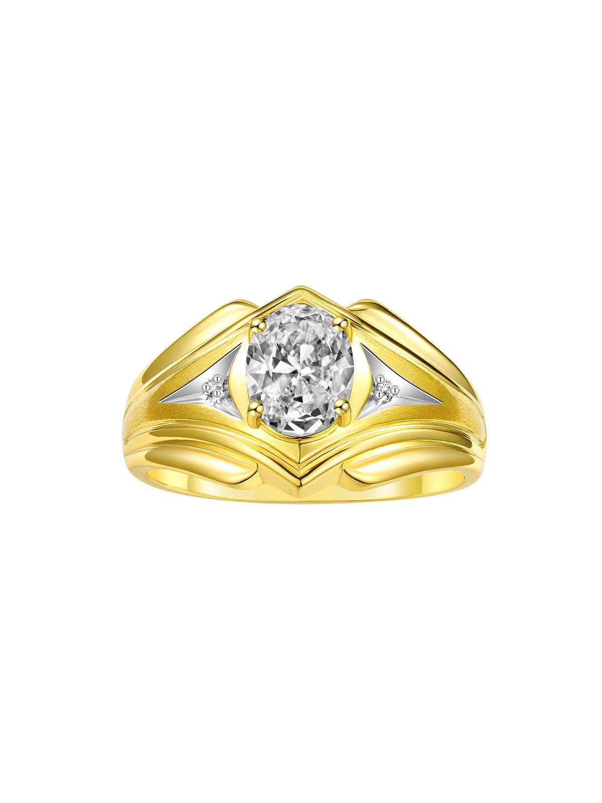 Rylos Men's Yellow Gold Plated Silver Ring with 9X7MM Oval Gemstone & Diamond – Classic Designer Style Birthstone Ring for Men (Sizes 8-13) | Perfect for Weddings, Anniversaries & Special Occasions