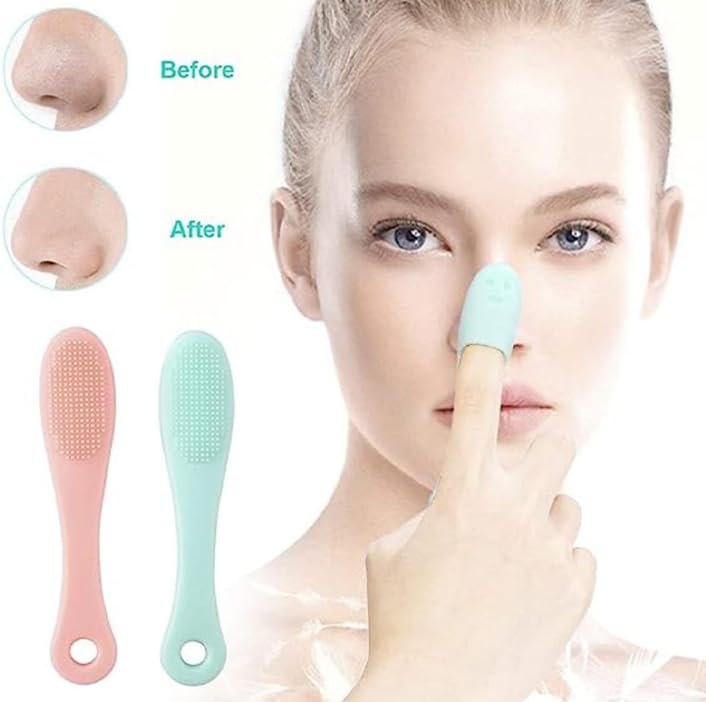 KIRA Soft Silicone Manual Facial Cleansing Brush - Gentle Exfoliator for Blackhead Removal & Face Massage - Pink Skin Scrubber for Deep Cleaning & Pore Refining - Perfect for Daily Skincare Routine & Spa Night Self-Care (1-Pack)