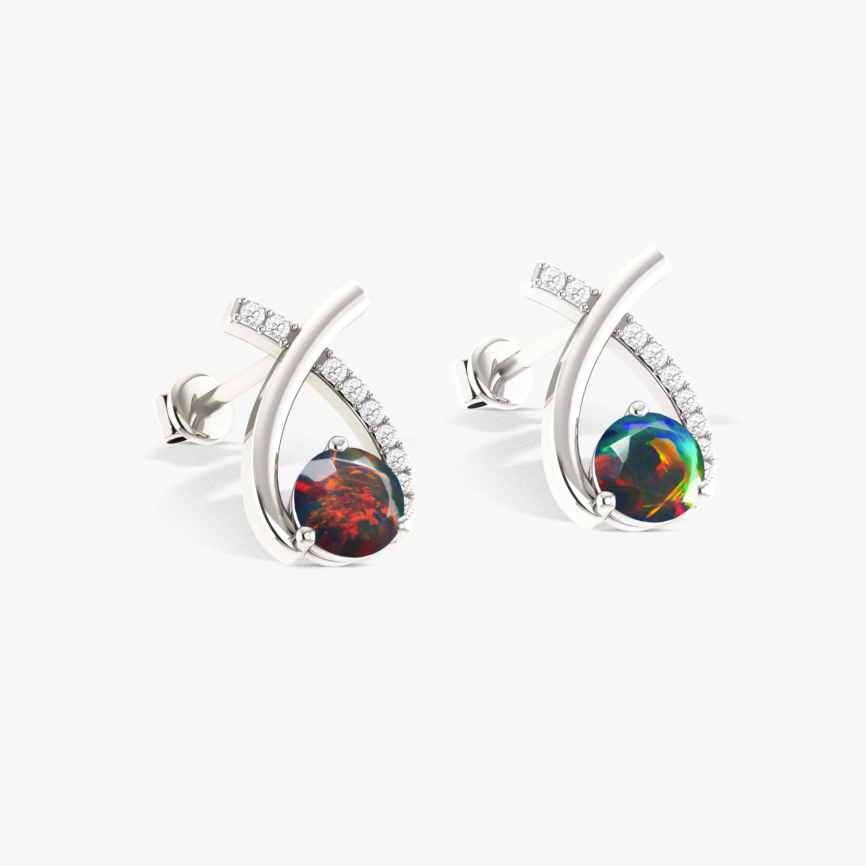 5MM Round Natural Black Opal Stud Earrings for Women - Dainty Everyday Jewelry, Wedding Gift, Birthday Present