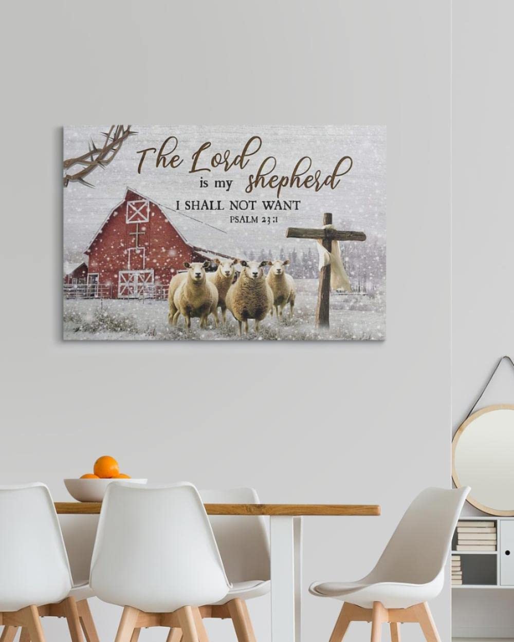 Inspirational Psalm 23:1 Christian Wall Art - 'The Lord Is My Shepherd' Jesus Canvas Print for Christmas Decor, Home & Church