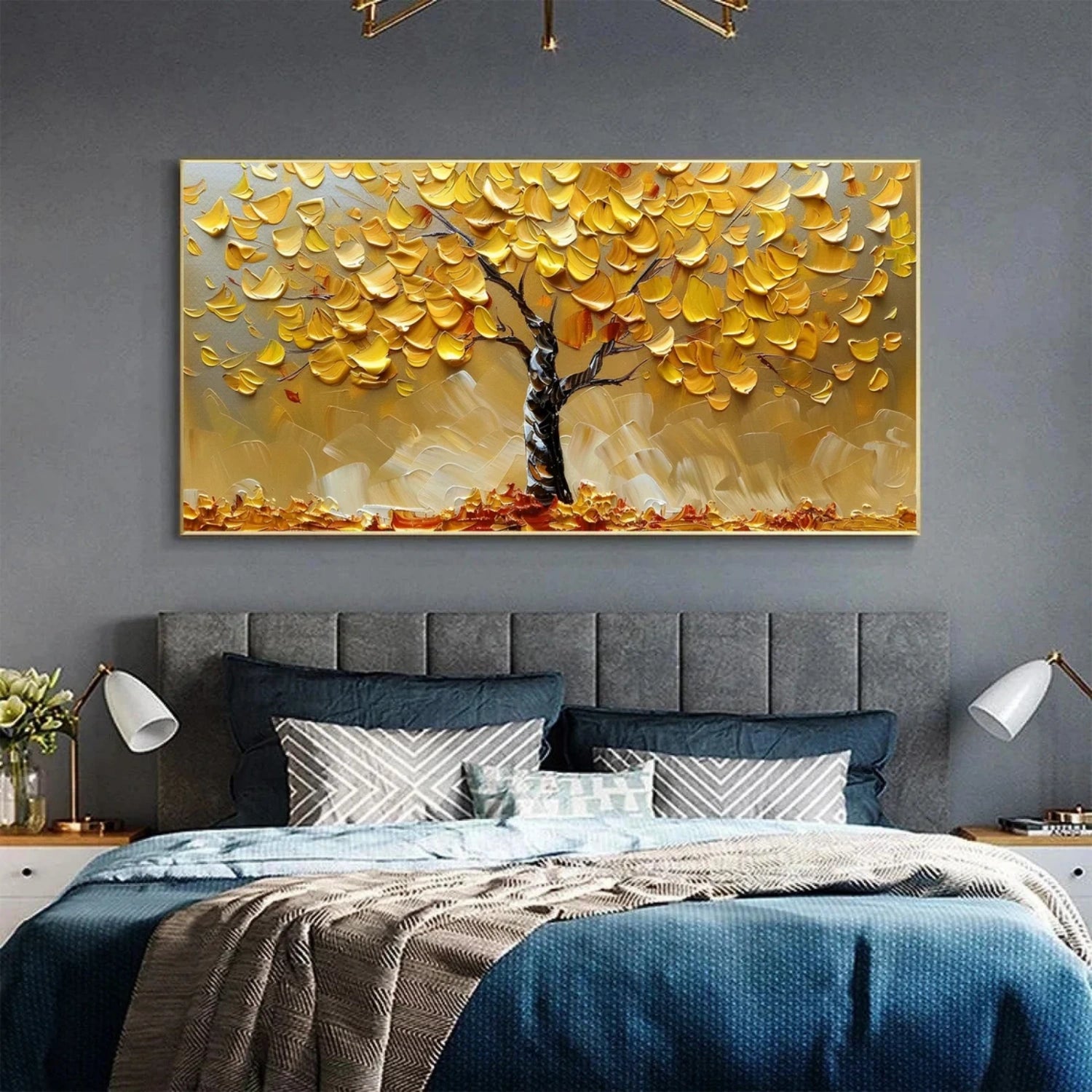 Flower and Tree Painting #FT 194 - Handmade Canvas Wall Art for Home & Office Decor | Perfect for Living Room, Bedroom, or Gift