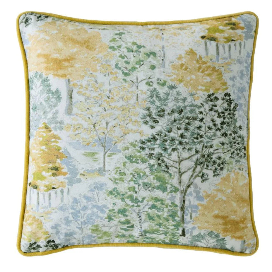 Laura Ashley Bernwood Cushion - Soft Ochre Yellow Throw Pillow Cover for Sofa, Bed & Home Decor | Premium Cotton Fabric | 18x18 Inches