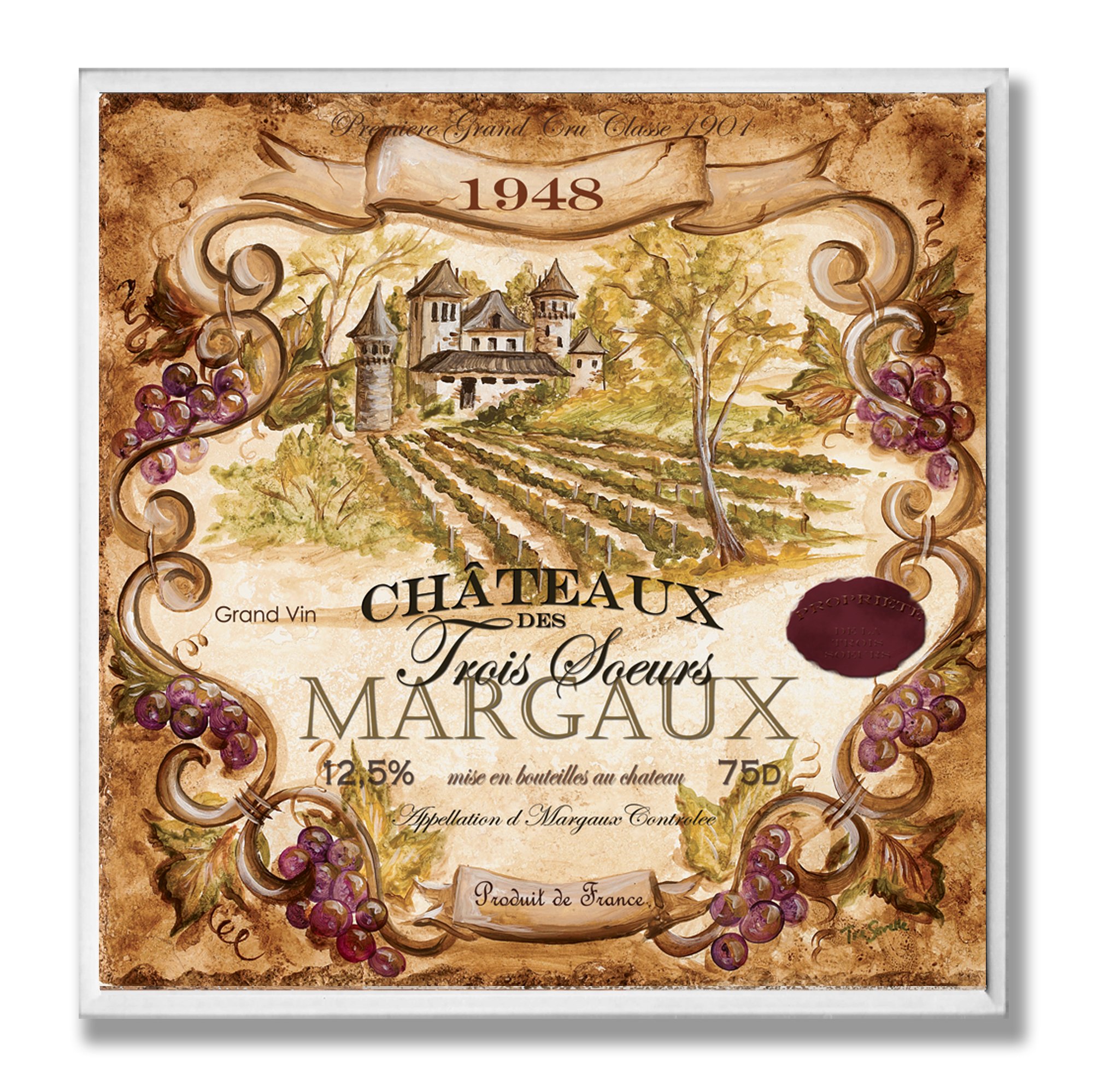 Stupell Home Decor Collection - Chateaux Margaux Kitchen Wall Plaque Art for Wine Lovers - Perfect for Dining Room, Bar Decor & Gift Ideas