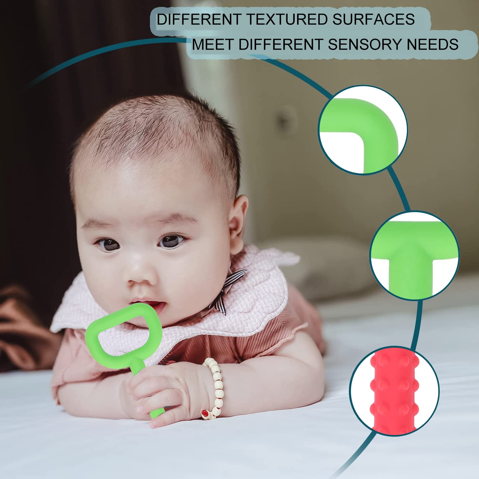 2Pcs Handheld Chew Toys for Kids - D-Shaped Silicone Sensory Teething Toys for Autism, ADHD & Anxiety Relief - BPA-Free Chewable Necklace for Oral Stimulation & Stress Relief - Perfect for School, Travel & Sensory Therapy