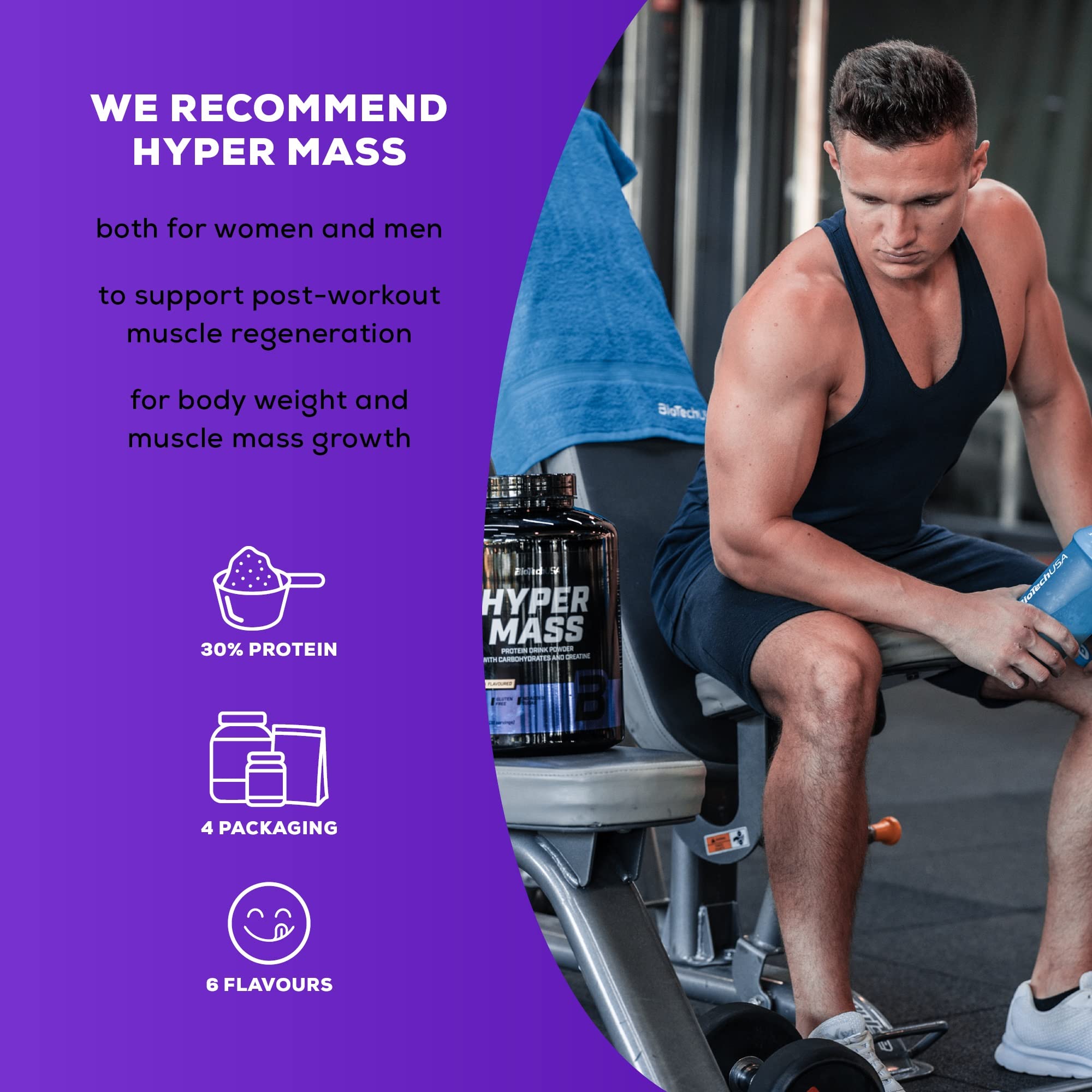 BioTechUSA Hyper Mass 6.8kg Weight Gainer Protein Powder - High Calorie Muscle Building Supplement for Bodybuilding & Workout Recovery | Gym, Fitness & Bulking Nutrition