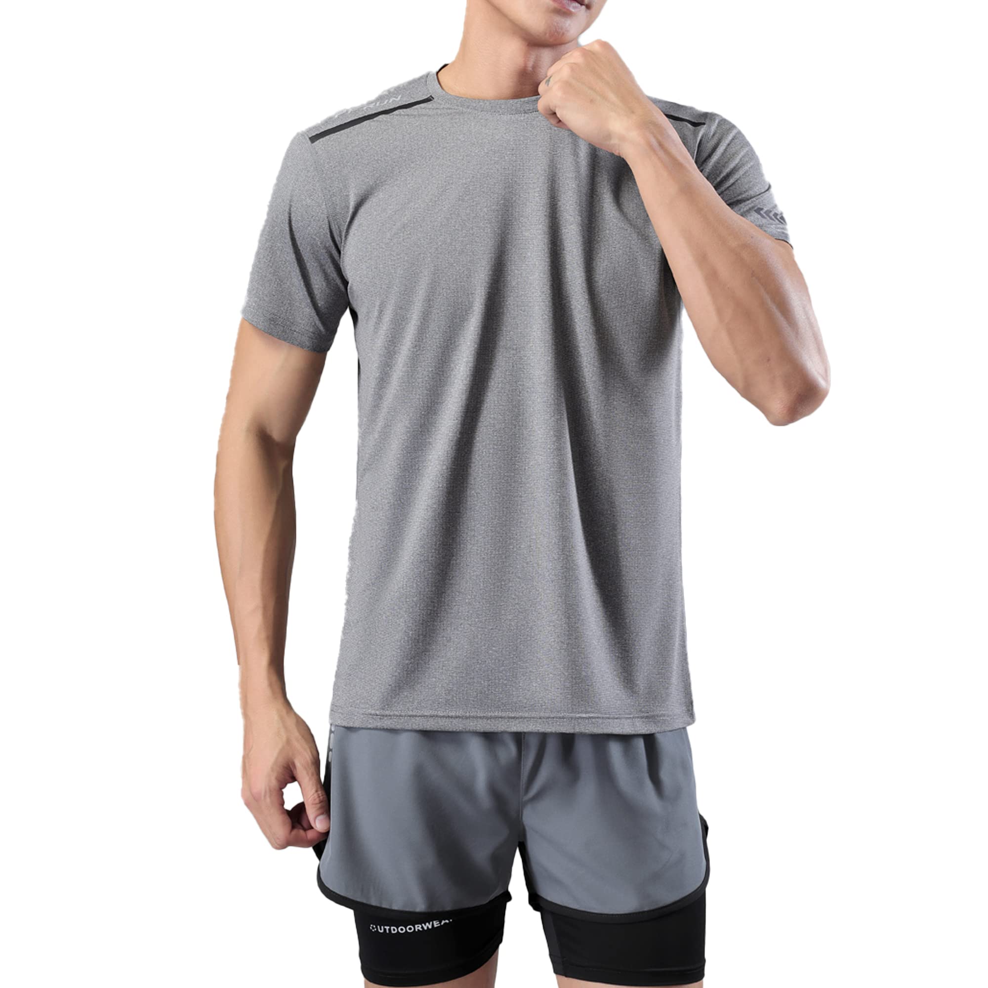 Men's Summer Slim Fit Moisture Wicking Active Athletic Short Sleeve Crew T-Shirt - Lightweight Quick Dry Workout & Running Shirt for Gym, Sports & Outdoor Activities