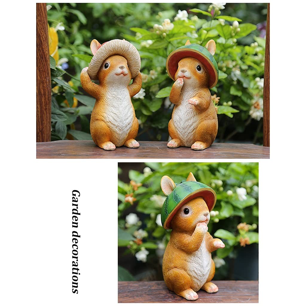 Resin Rabbit Garden Statue - Outdoor Decorative Sculpture for Courtyard, Lawn & Landscape Decor (1 Set) - Perfect for Patio, Yard & Garden Decoration