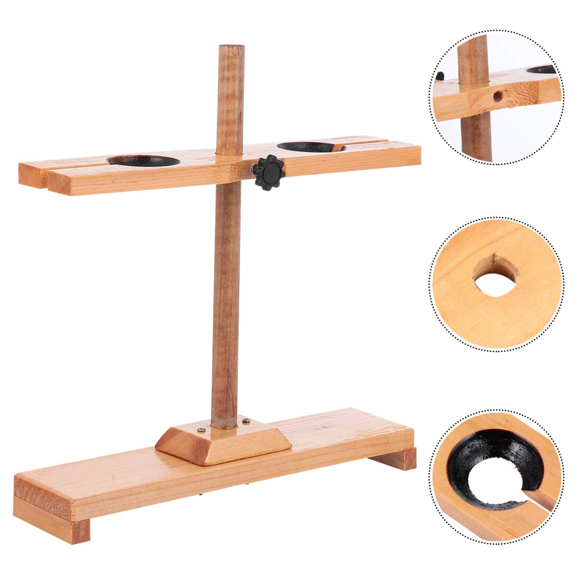Adjustable Wooden Funnel Stand with 2 Holes - Separation Funnel Support Rack for Chemistry Lab Experiments (Khaki) | Ideal for Distillation, Filtration & Scientific Research
