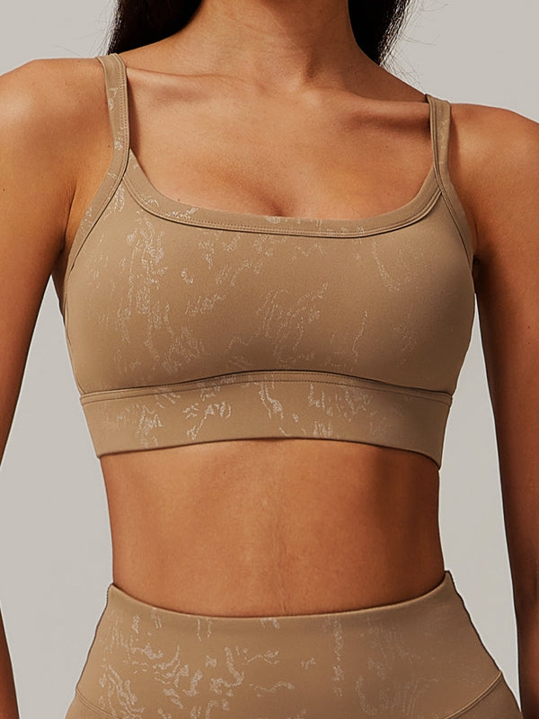 ZASUWA Women's Sexy Hot Stamped Print Sports Bra - High Support Workout Top for Yoga, Gym & Running