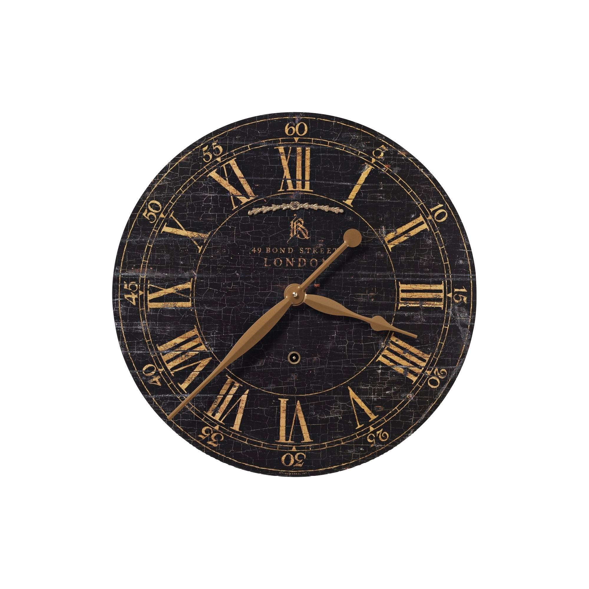 Uttermost Bond Street 18-Inch Round Wall Clock in Black - Stylish Home & Office Decor for Living Room, Bedroom, or Kitchen
