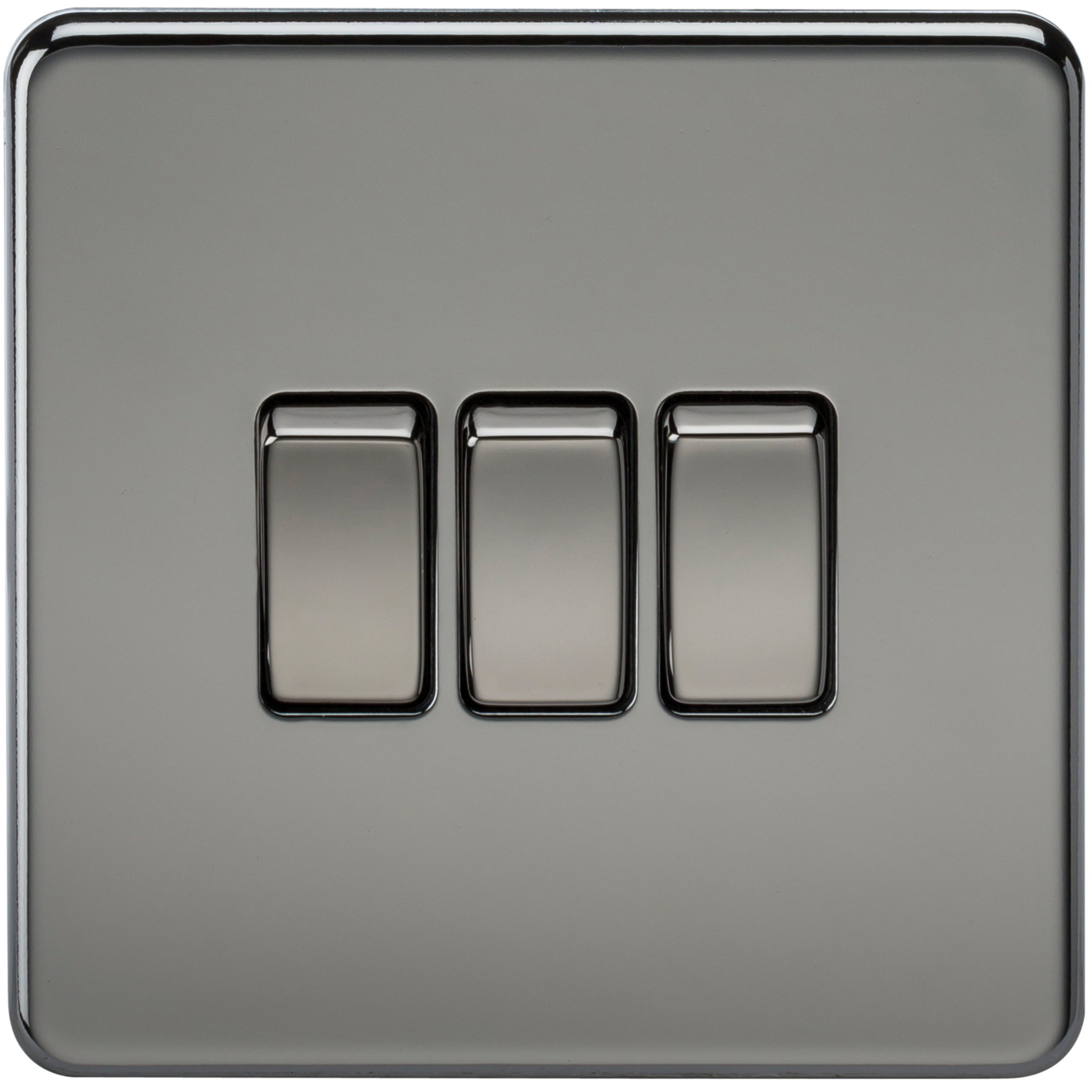SF4000BN Screwless 10A 3-Gang 2-Way Light Switch - Black Nickel Finish for Home, Office & Commercial Electrical Installations