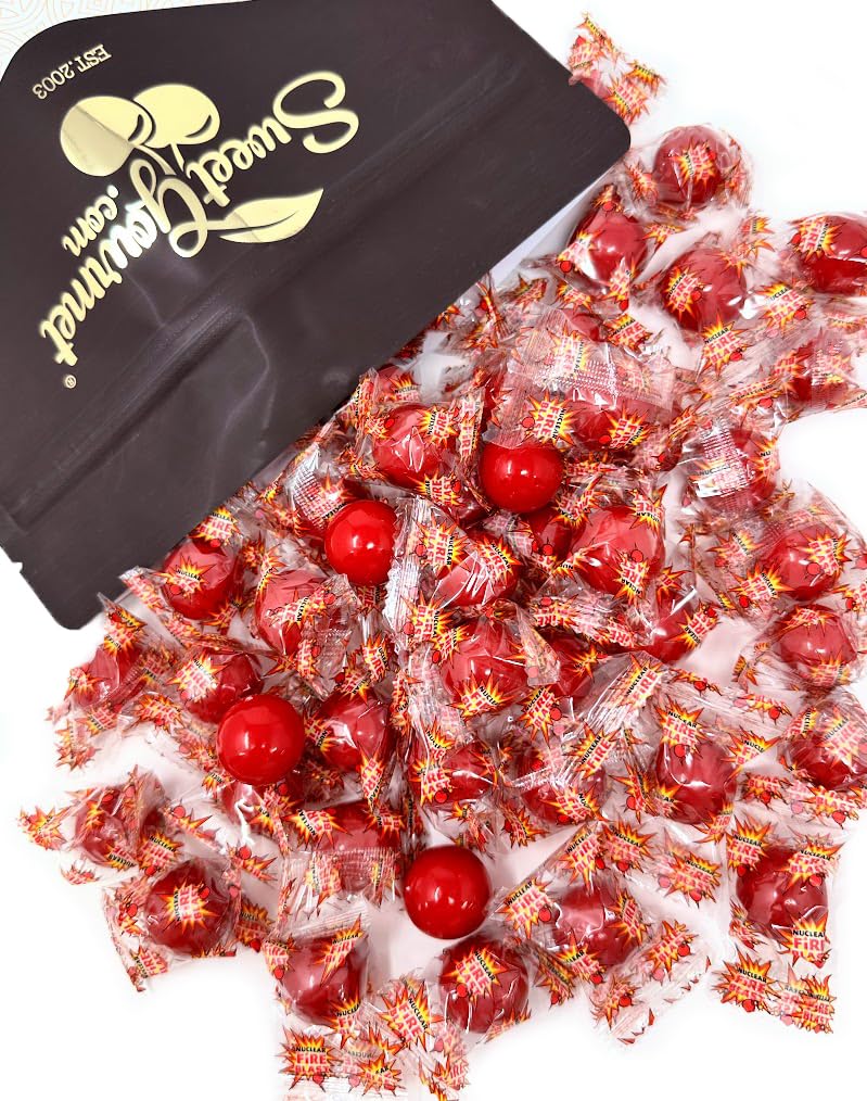 SweetGourmet Medium Fireballs Candy - Nuclear Fire Blast Extremely Spicy Wrapped Hard Candy (2 Pounds) - Perfect for Halloween Treats, Party Favors & Spicy Candy Lovers