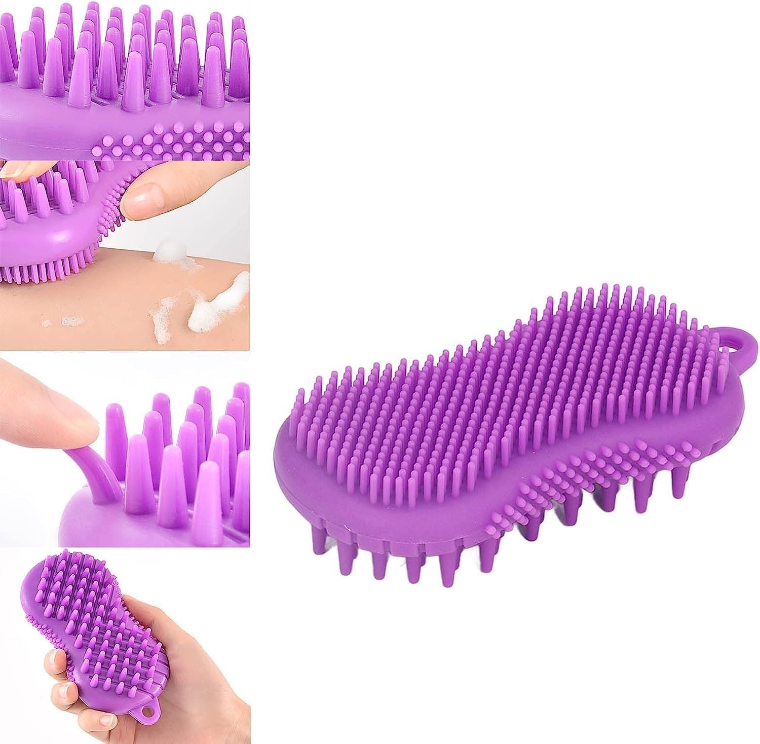 TERXA Silicone Body Scrubber - Exfoliating Bath Brush with Soft Bristles for Smooth Skin | Scalp Massager & Shower Brush | Perfect for Sensitive Skin & Spa Days (Pack of 1, Multicolor) | Ideal for Daily Shower, Exfoliation & Relaxing Massage