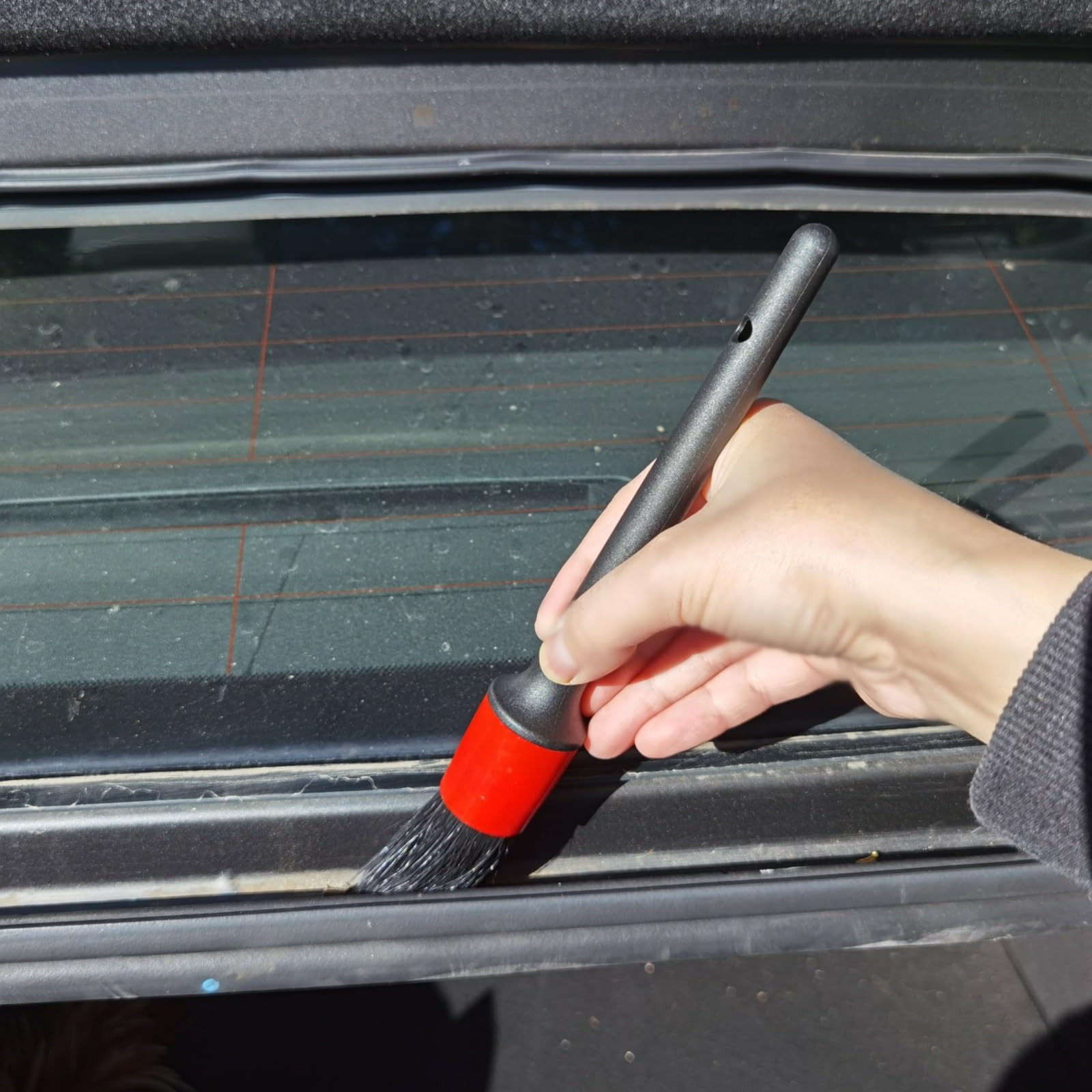 Premium 5-Piece Car Detailing Brush Set - Soft Boar Hair Bristles for Gentle Cleaning | Includes Car Wash Brush, Wheel Cleaner Brush, Dust Brush, Leather Seat & Vent Brush | Perfect for Auto Detailing, Interior Care & Professional Car Cleaning