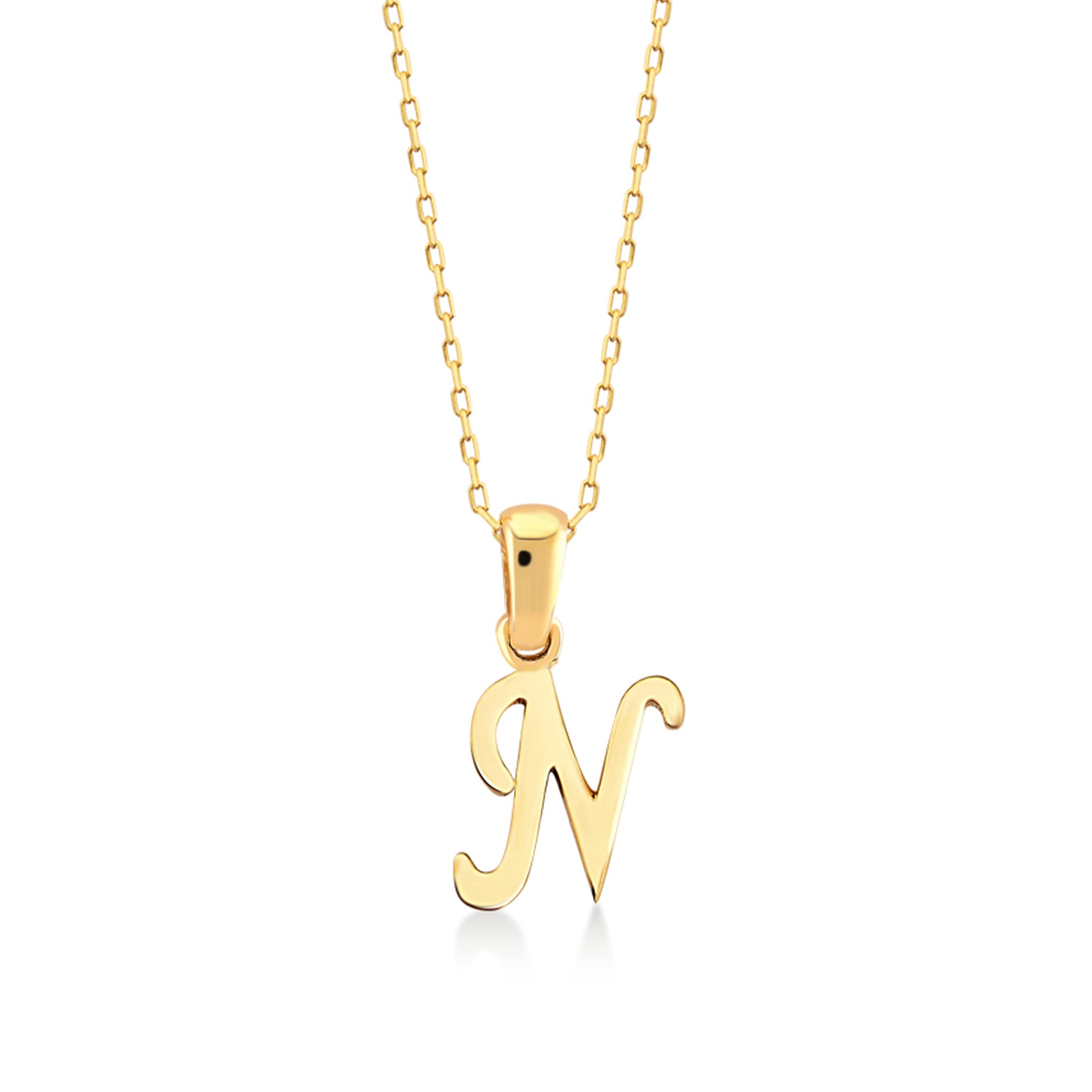 14K Solid Gold Custom Initial Necklace for Women - Personalized A-Z Letter Pendant, 18