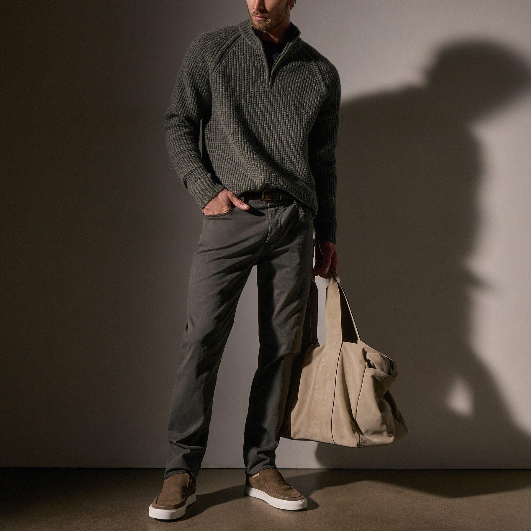 Men's Brushed Twill 5-Pocket Pants in Granite Pigment - Comfortable Casual Wear for Work & Everyday Outfits