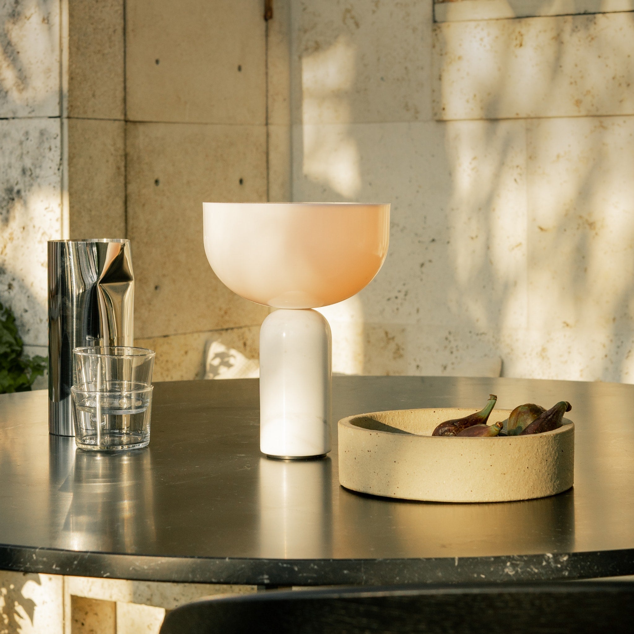NEW WORKS Kizu Portable Table Lamp - White Marble Finish | Modern Bedside & Desk Lighting for Home Office, Dorm Room & Nightstand Decor