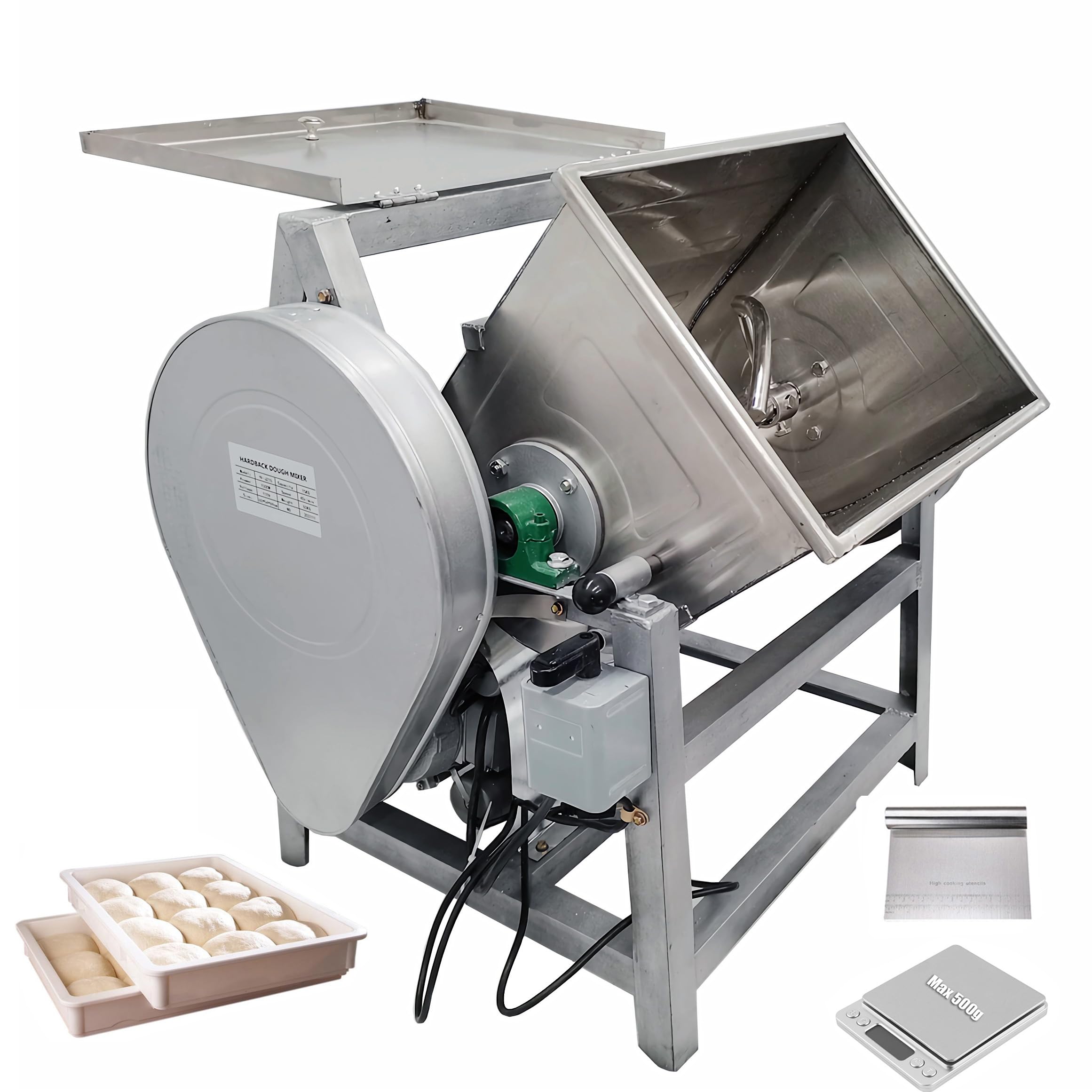INTSUPERMAI 1500W Commercial Dough Mixer - 15KG/30QT Electric Flour Mixer with 90° Tilt Bowl for Baking, Pizza, Bread & Pastry Dough - Perfect for Bakeries, Restaurants & Home Kitchens