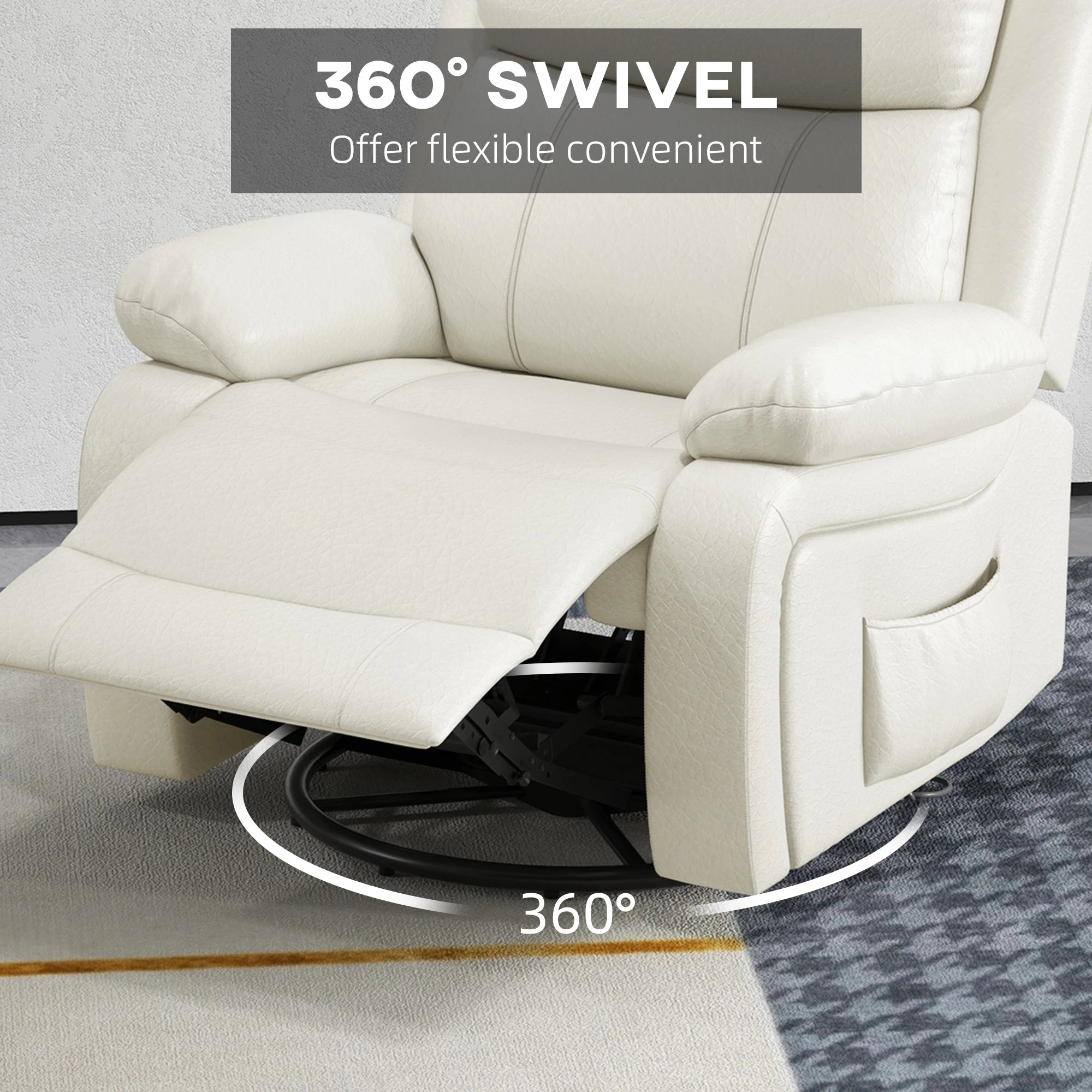 Premium Faux Leather Vibration Massage Reclining Swivel Chair - 3 Color Options for Home, Office & Gaming Relaxation