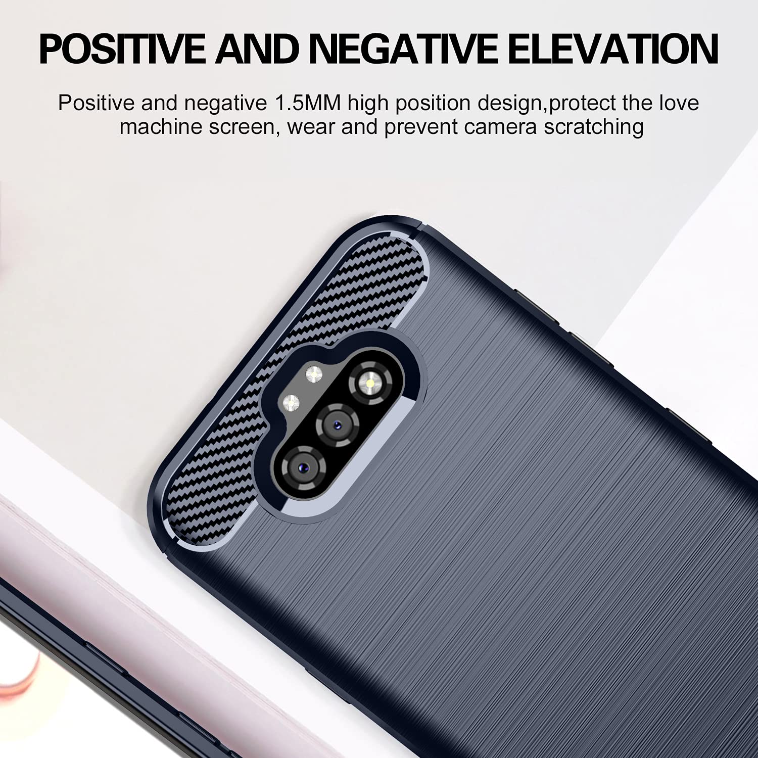 ASUWISH Tempered Glass Screen Protector & Silicone Phone Case for LG K31/Phoenix 5/Fortune 3/Risio 4 - Navy Blue Slim Soft Rubber Cover for Men & Women - Perfect for Everyday Protection & Style