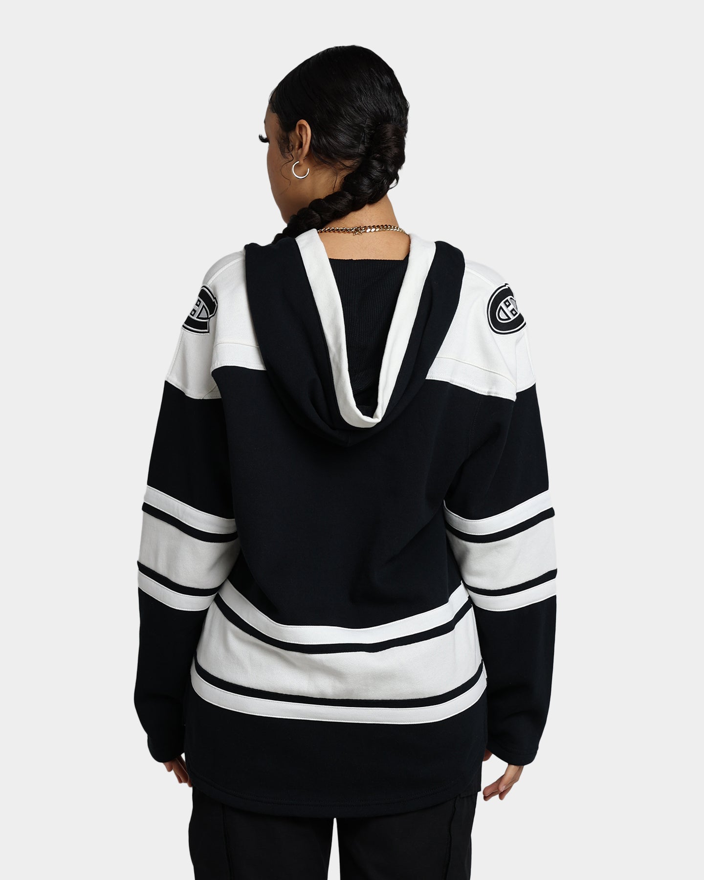 47 Brand Montreal Canadiens Superior Lacer Hoodie - Men's Premium Pullover Sweatshirt with Lace-Up Design in Jet Black - Perfect for Hockey Games, Casual Wear & Outdoor Activities