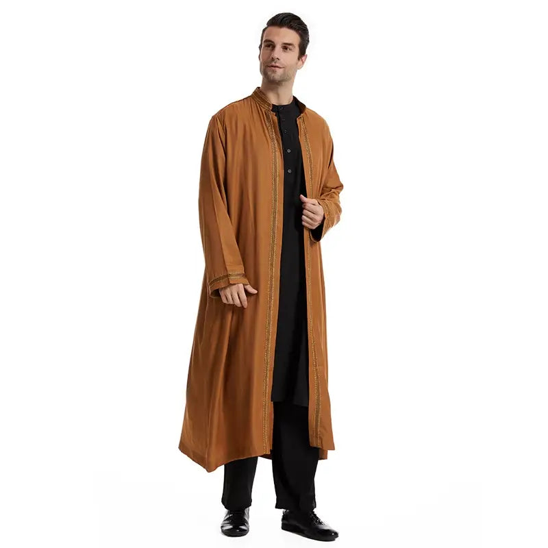 Premium Arab Men's Bisht Thobe - Elegant Open Cardigan Thawb for Special Occasions | Perfect for Weddings, Eids & Formal Events
