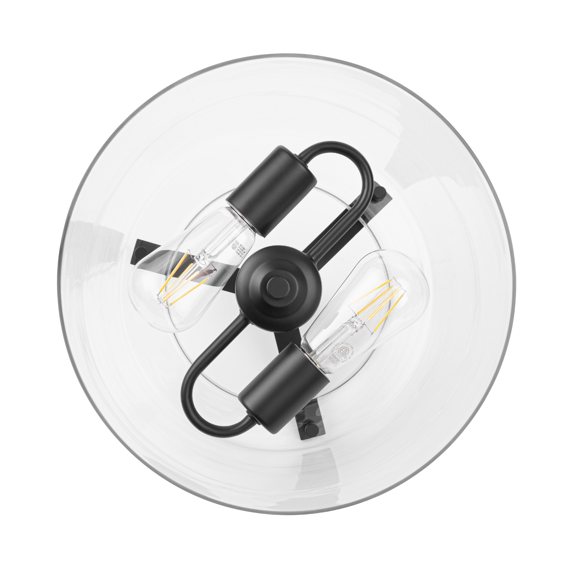 2-Light Fairendale Convertible Pendant/Semi-Flush Mount Ceiling Light Fixture - Matte Black with Clear Glass Shades - Perfect for Dining Room, Kitchen Island or Bedroom Lighting