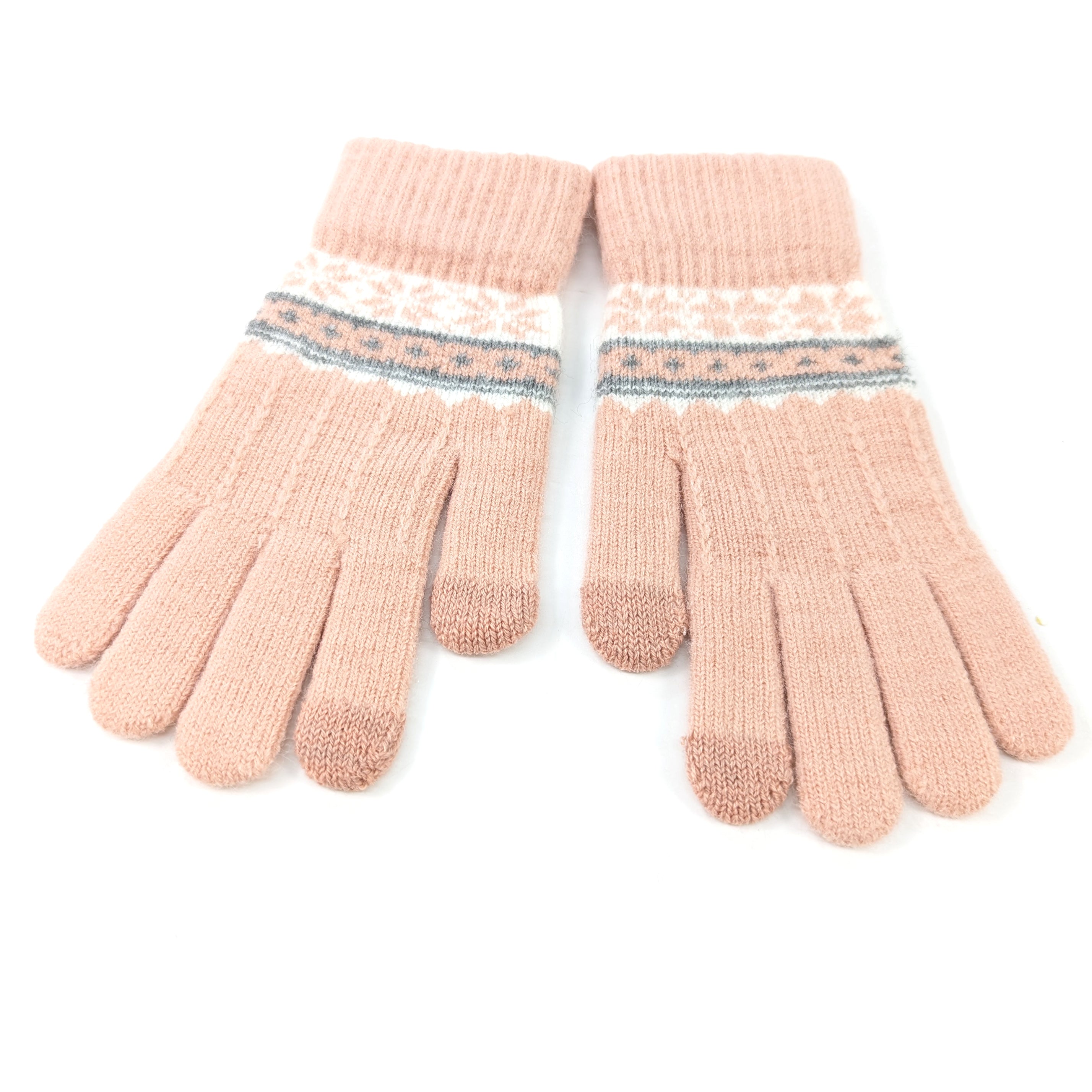 Nordic Style Winter Gloves for Women - Soft Warm Pink Knitted Gloves - Perfect for Cold Weather, Outdoor Activities, and Fashion Accessories