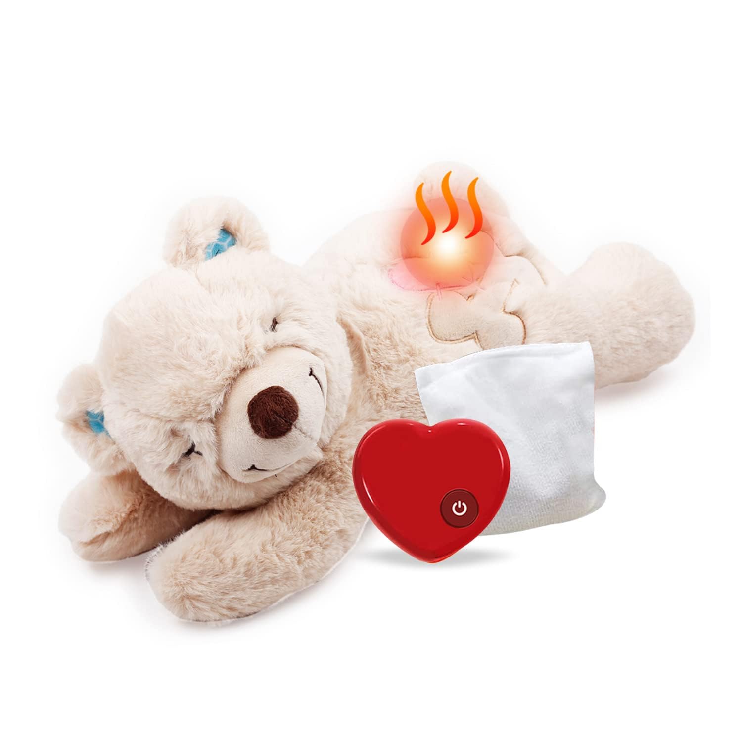 ALL FOR PAWS Puppy Soothing Toy with Heartbeat - Warm Stuffed Animal Plush Bear for Dog Anxiety Relief & Crate Training - Perfect Sleep Aid for Puppies & Anxious Dogs